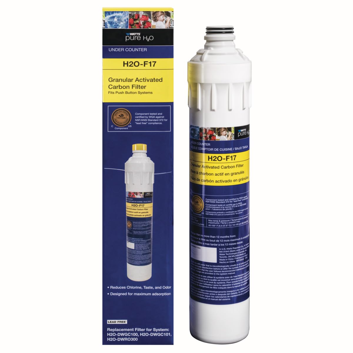 Watts Premier H2O-F17 Pure H2O GAC Carbon Filter Replacement for H2O-DWGC100 H2O-DWGC101 H2O-DWRO300 Under Counter Water Filtration Systems — view 4