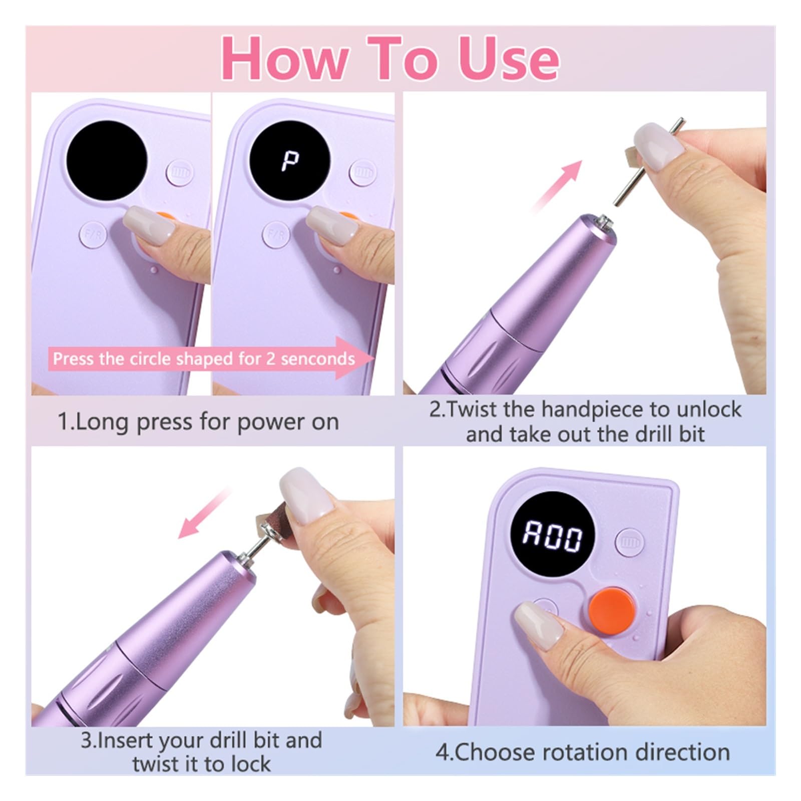 ネイルドリル 最大30,000RPM デジタル表示ネイルマシン Amazon.co.jp: L'UGX 電動ネイルマシン 30000RPM プロ ネイル