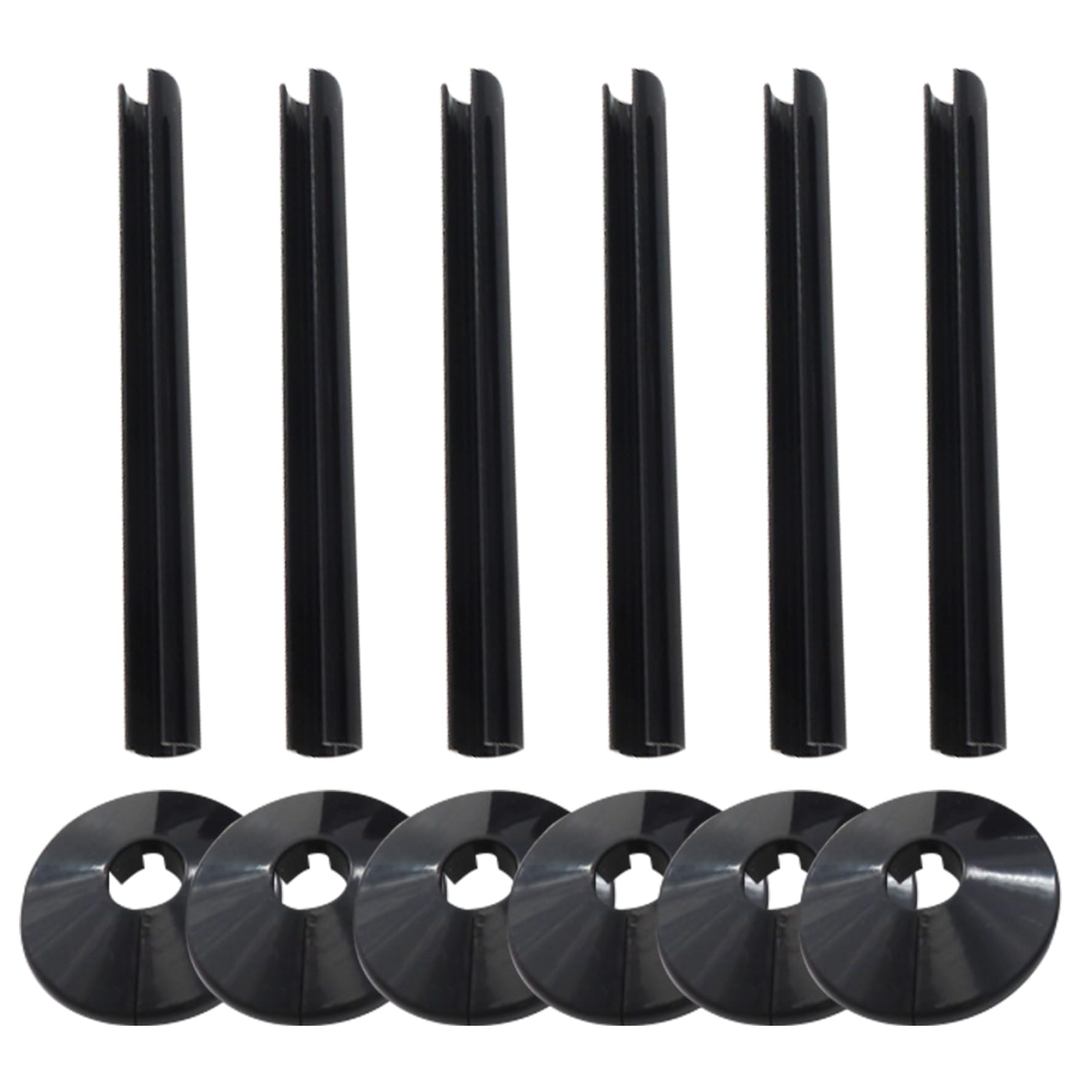 Couvercles de tuyau de radiateur noir 6 pièces avec colliers plastiques