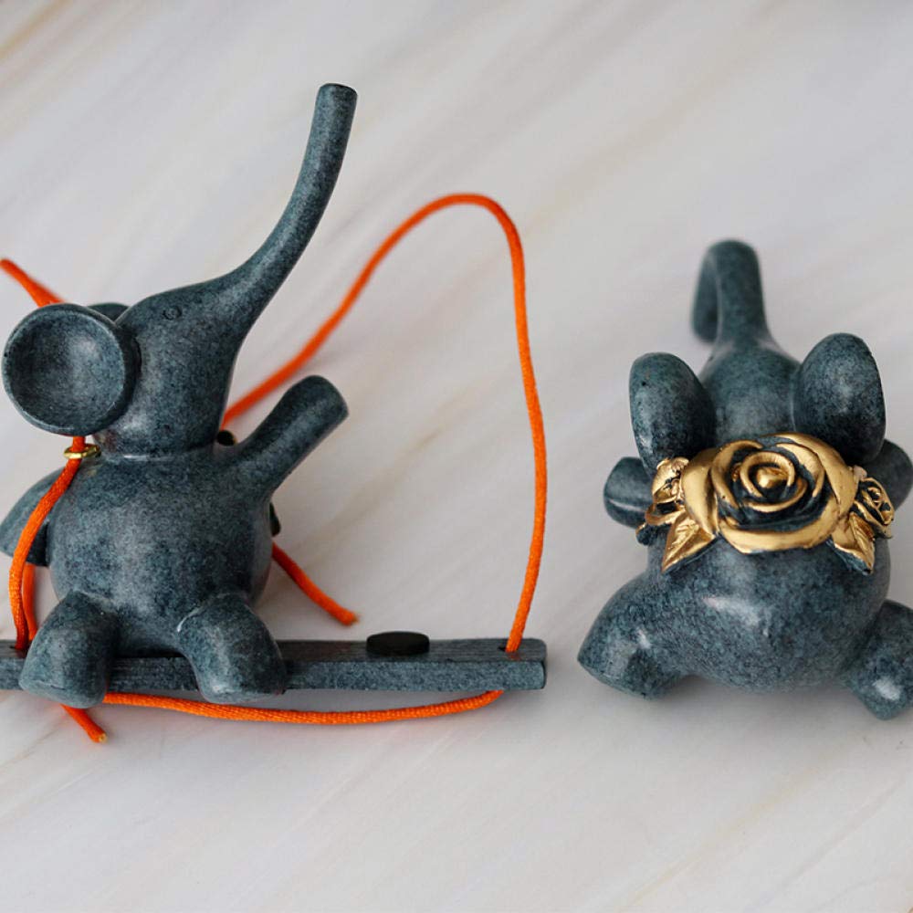 Amazon.co.jp: 彫刻彫刻像動物象家族樹脂スイング彫刻工芸品装飾品