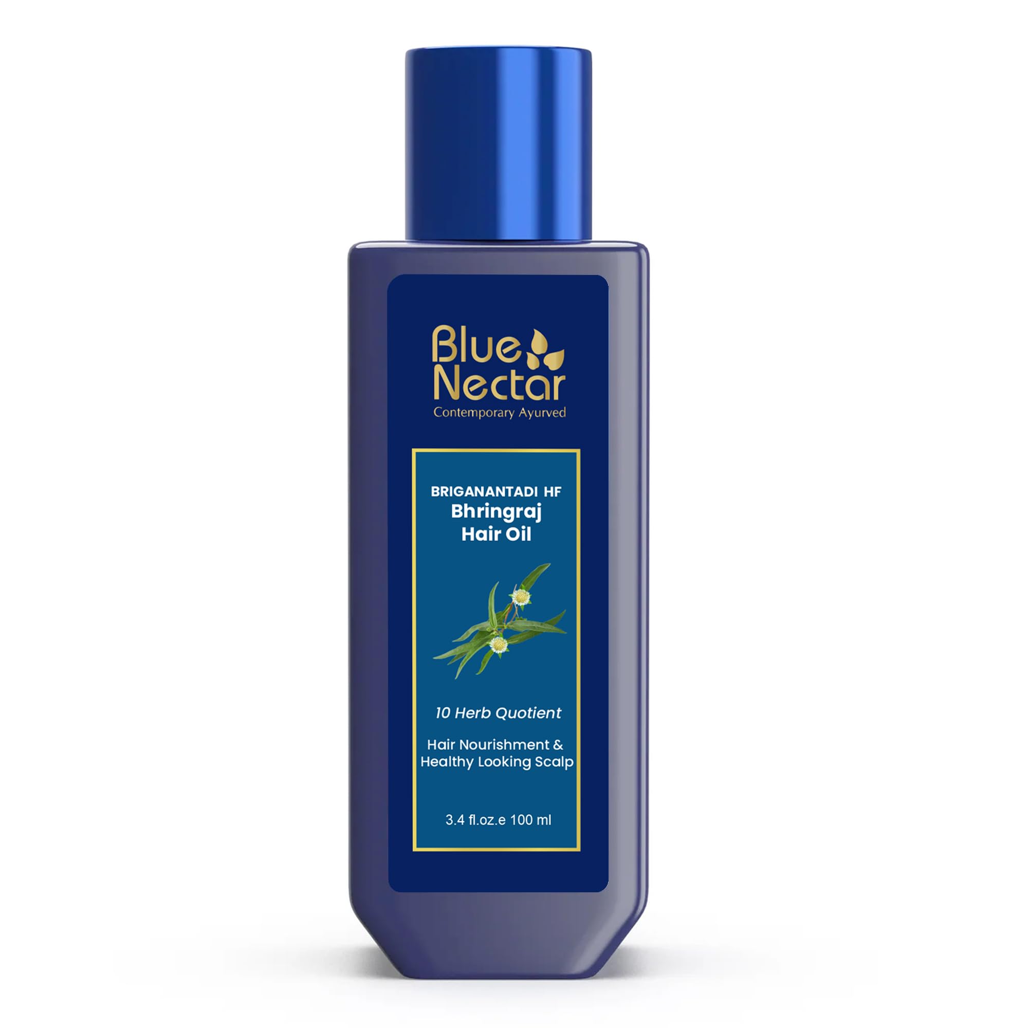 Blue Nectar Briganantadi Hair Fall control & Healthy Scalp Oil | Non Sticky Hair Oil for Hair growth | Perfect Hair Fall Oil for Women & Men (9 Herbs, 100 ml)