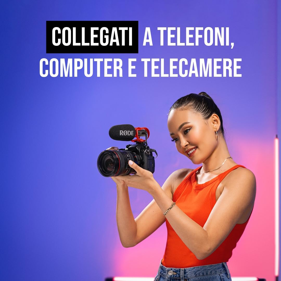 RØDE VideoMic GO II Microfono a canna ultra-compatto per fotocamere con uscite da 3,5 mm e USB per cinema, creazione di contenuti, podcasting e videochiamate