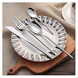 Set di posate di alta qualità: il set di posate in acciaio inossidabile è realizzato in acciaio inossidabile di alta qualità, resistente, sano e rispettoso dell'ambiente.A prova di ruggine, lavastoviglie, facile da pulire e mantenere.