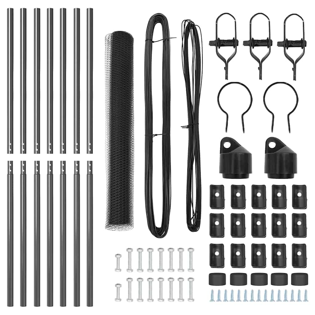 Recinzione Con Pali, Acciaio Rivestito in PVC, Resistente Alle Intemperie, Recinzione Giardino, Recinzione Modulare, Ideale per Giardino e Patio, Grigia, 1 x 10 m