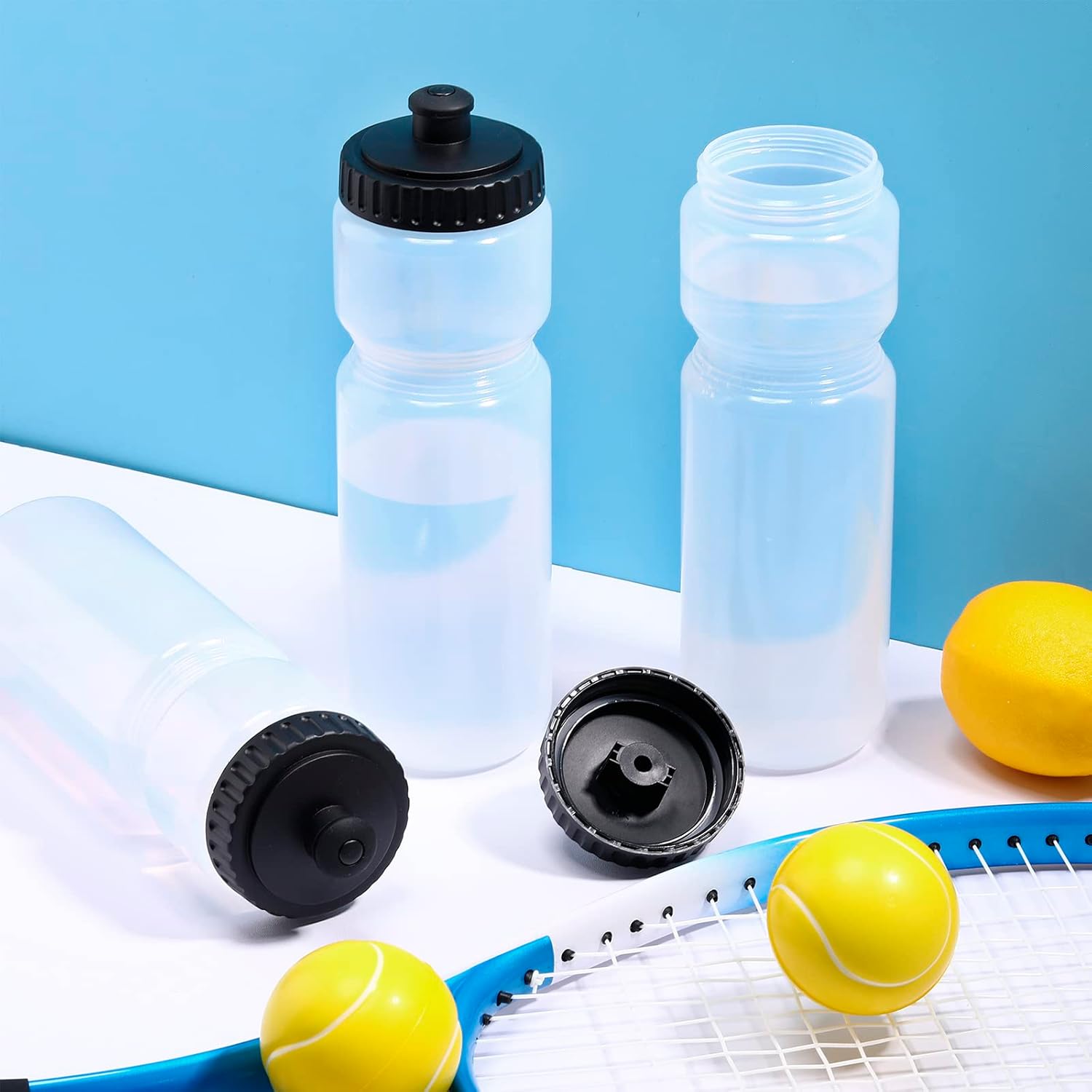 Mimorou 12 Pack Sports Squeeze Water Bottles 25 Oz with Easy Open Push/pull Cap Reusable Plastic Water Bottles for Bicycles Cycling Fitness Yoga Outdoor Sports