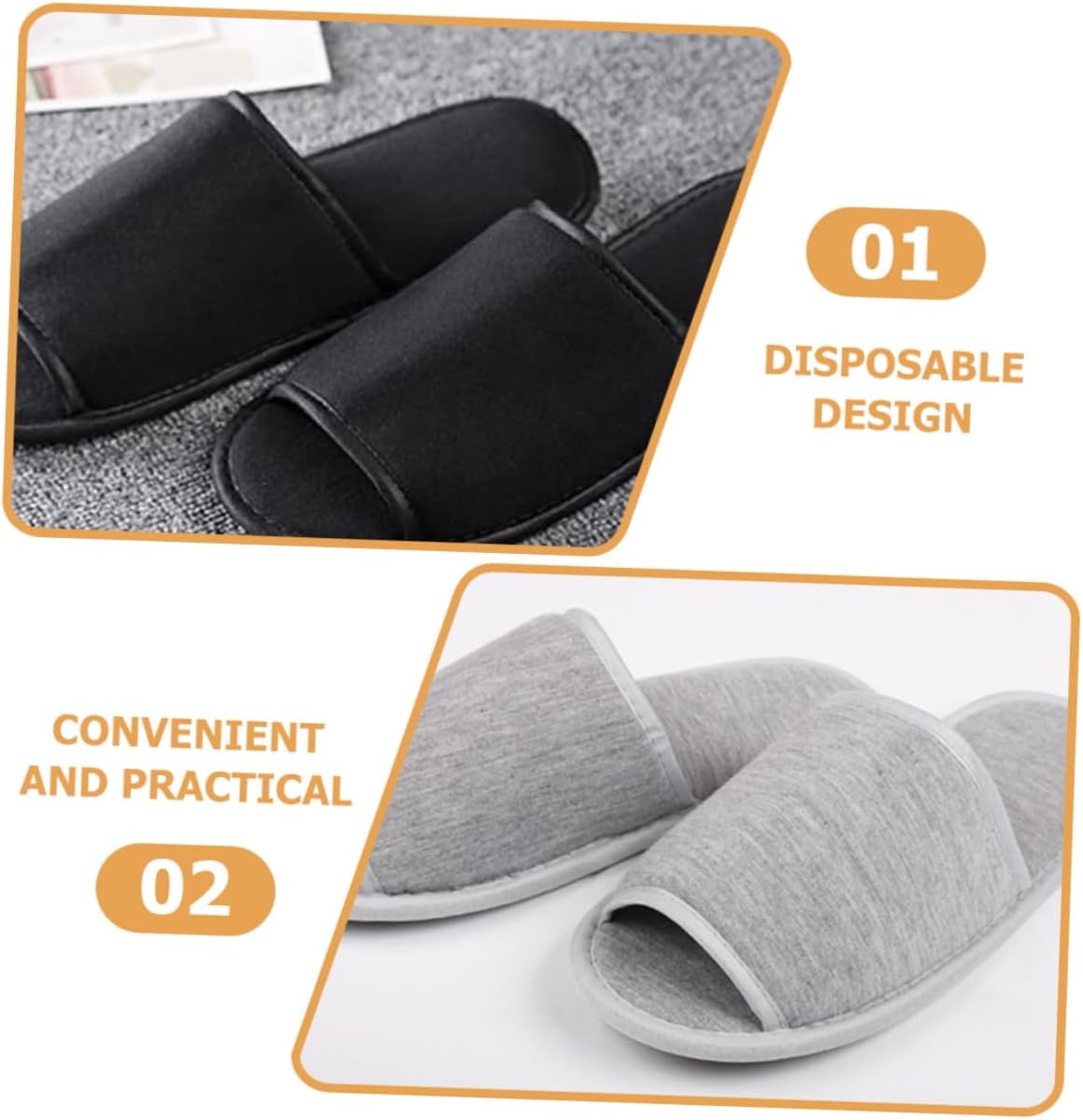 Ipetboom 2pairs Travel Portable Disposable Slippers Lightweight Unisex Guest Slippers for Hotel Spa Airplane Use