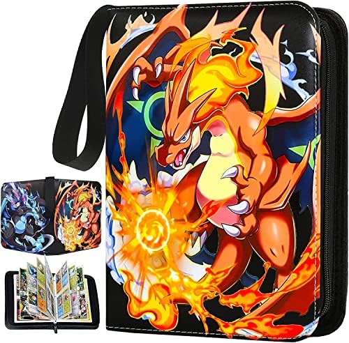 Trading Card Binder for Cards - Cards Holder Album Fits 400 Cards with 50 Removable Sheet Cards Holder Folder Binder Album for Boys Girls (Orange)