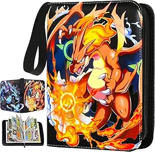 Trading Card Binder for Cards - Cards Holder Album Fits 400 Cards with 50 Removable Sheet Cards Holder Folder Binder Album for Boys Girls (Orange)