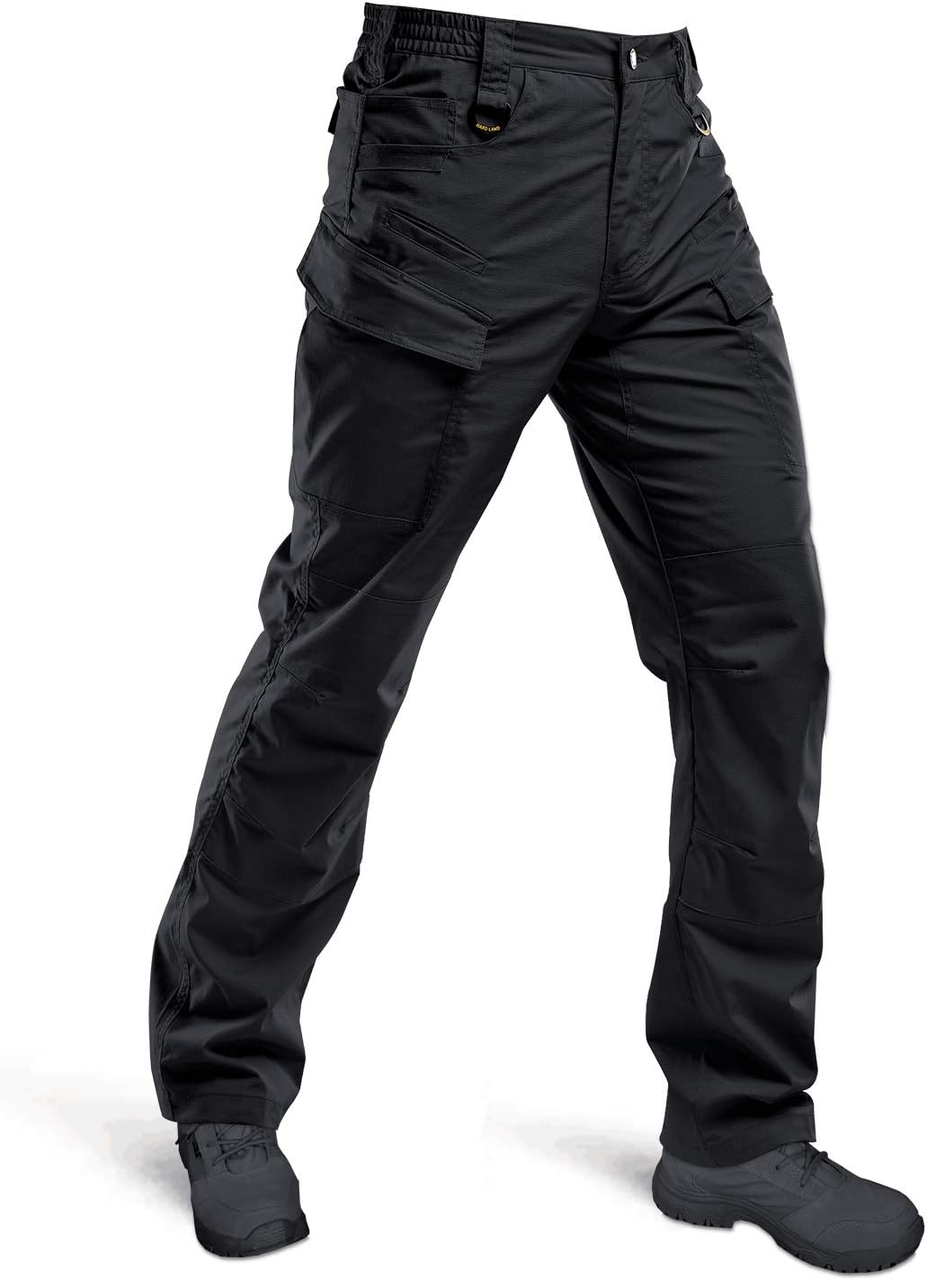 HARD LANDMen’s Water Resistant Tactical Trousers Ripstop Lightweight Work Trousers Teflon Outdoor Pants with Elastic Waist