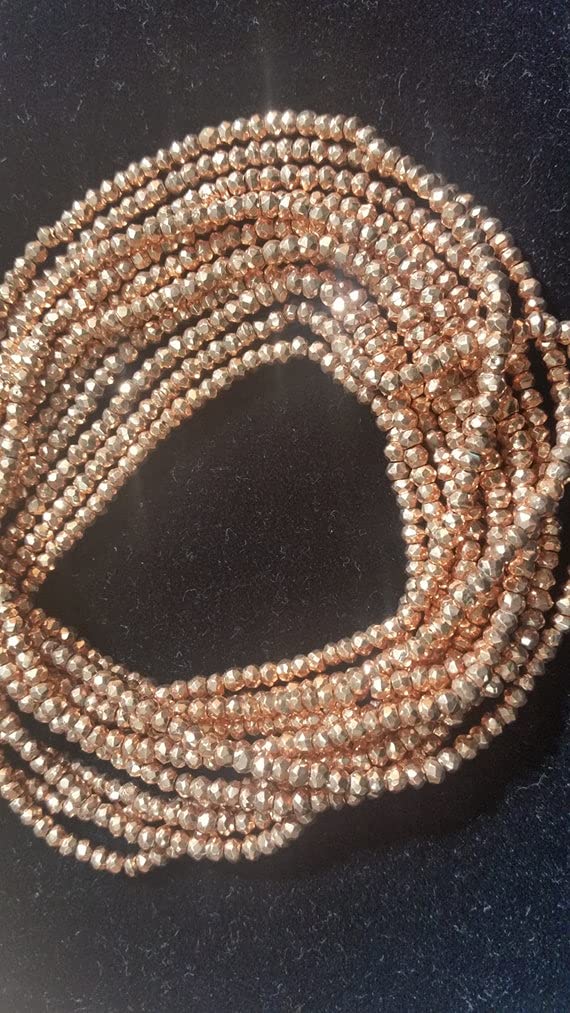 Pyrite facettée 3mm perles rondelles LKBEADS pour création de bijoux de 34cm