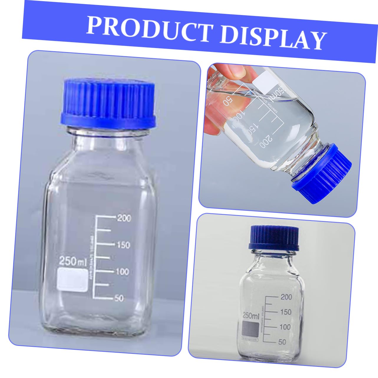 POPETPOP Boccette da Laboratorio in Vetro Graduato 250ml, 2 Pezzi, per Campionamento e Misurazioni Precise, Uso in Industria e Casa