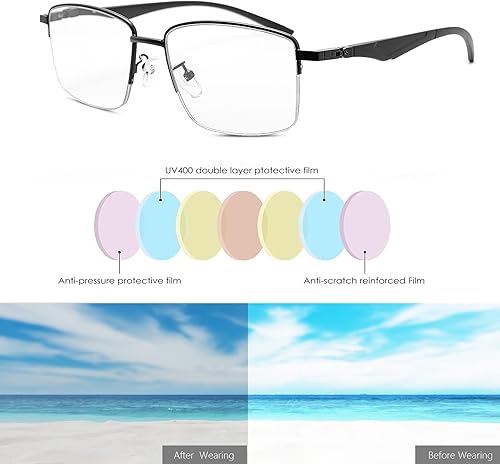 Miniatura 6 de YIMI Gafas de lectura fotocromáticas progresivas multienfoque con bisagra de resorte, lentes antirreflejos para hombres y mujeres
