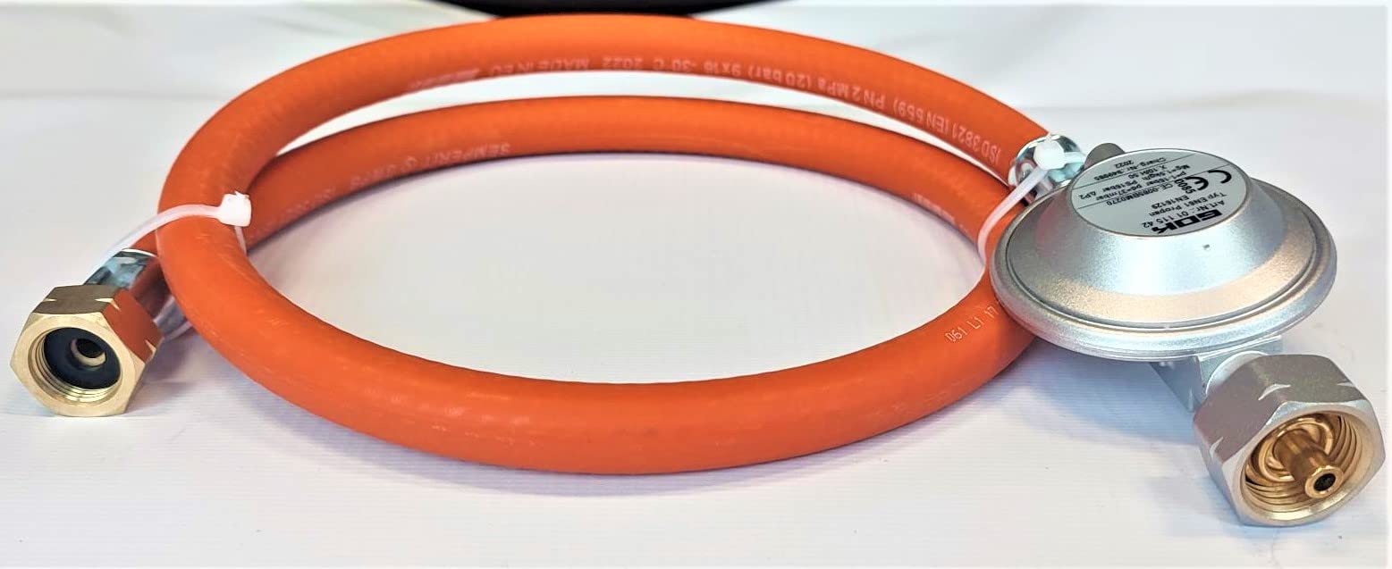 Propan Butan Regolatore di Gas Tubo per Gas 200cm (2m) | Ø9mm | 3/8" - 21,8" Pollici LKS Raccordo rapido | Fino a -30°C | Pantaloni per Campeggio, Barbecue a Gas