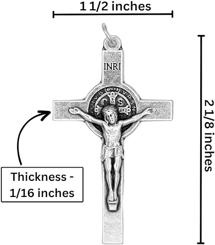 Miniatura 6 de Caritas et Fides Paquete de 5 crucifijos de San Benito (2.125 pulgadas, plata oxidada), fabricado en Italia - Crucifijo para la fabricación de