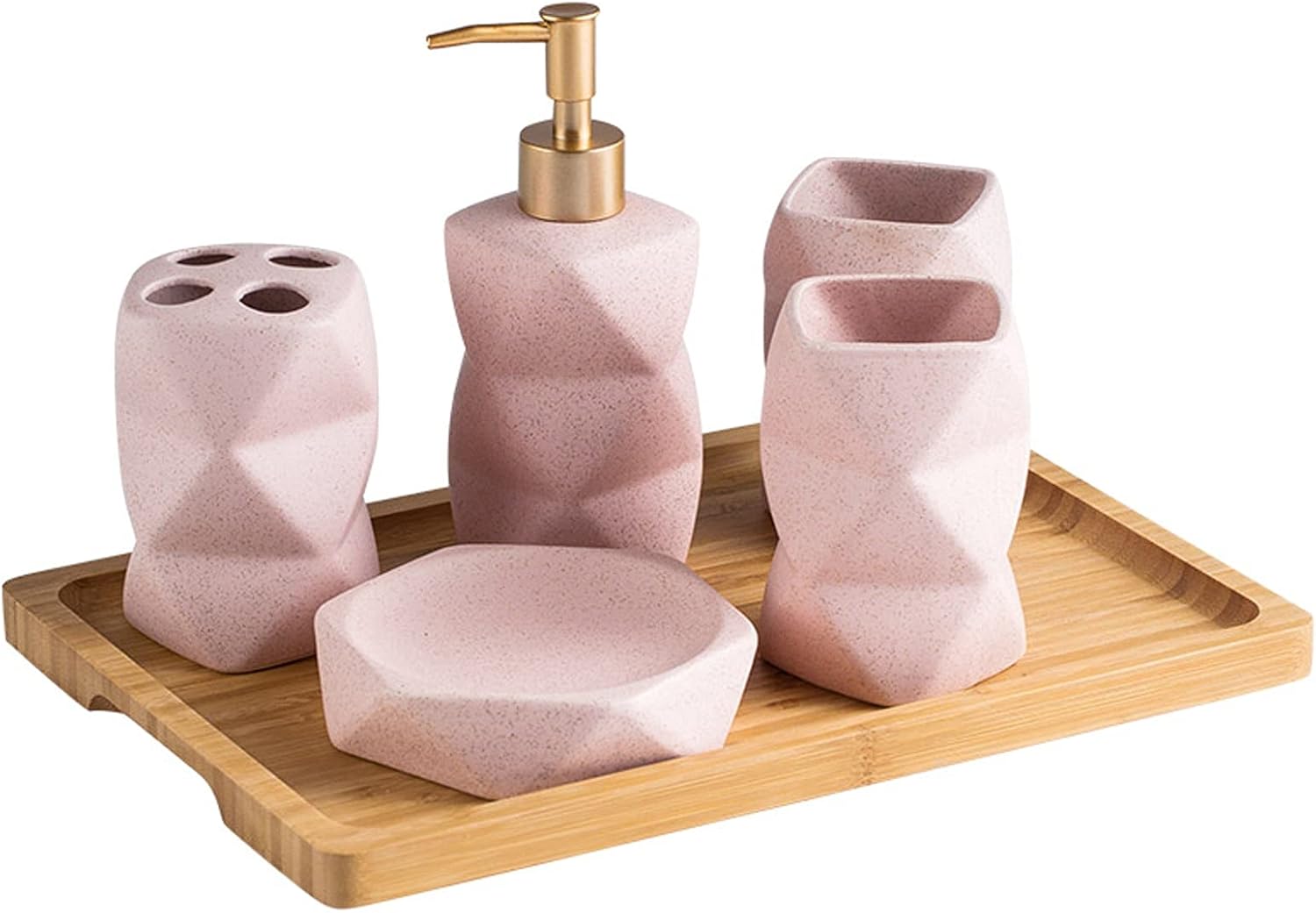 Lotion Dispenser Simple Ceramic Wash Bathroom 6 Piece Set Diamond Lotion Bottle Wash Set Liquid Soap Bathroom Countertop Gift Set Bathroom Lotion Dispensers (Color :)