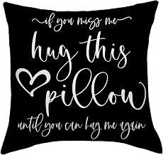 Lover Throw Pillow Case Hug This Pillow Until You Can Hug Me Decorative Cushion Cover Couple Heart Long Distance Gift 18 x 18 inches Valentine's Day Birthday Gifts (Black)