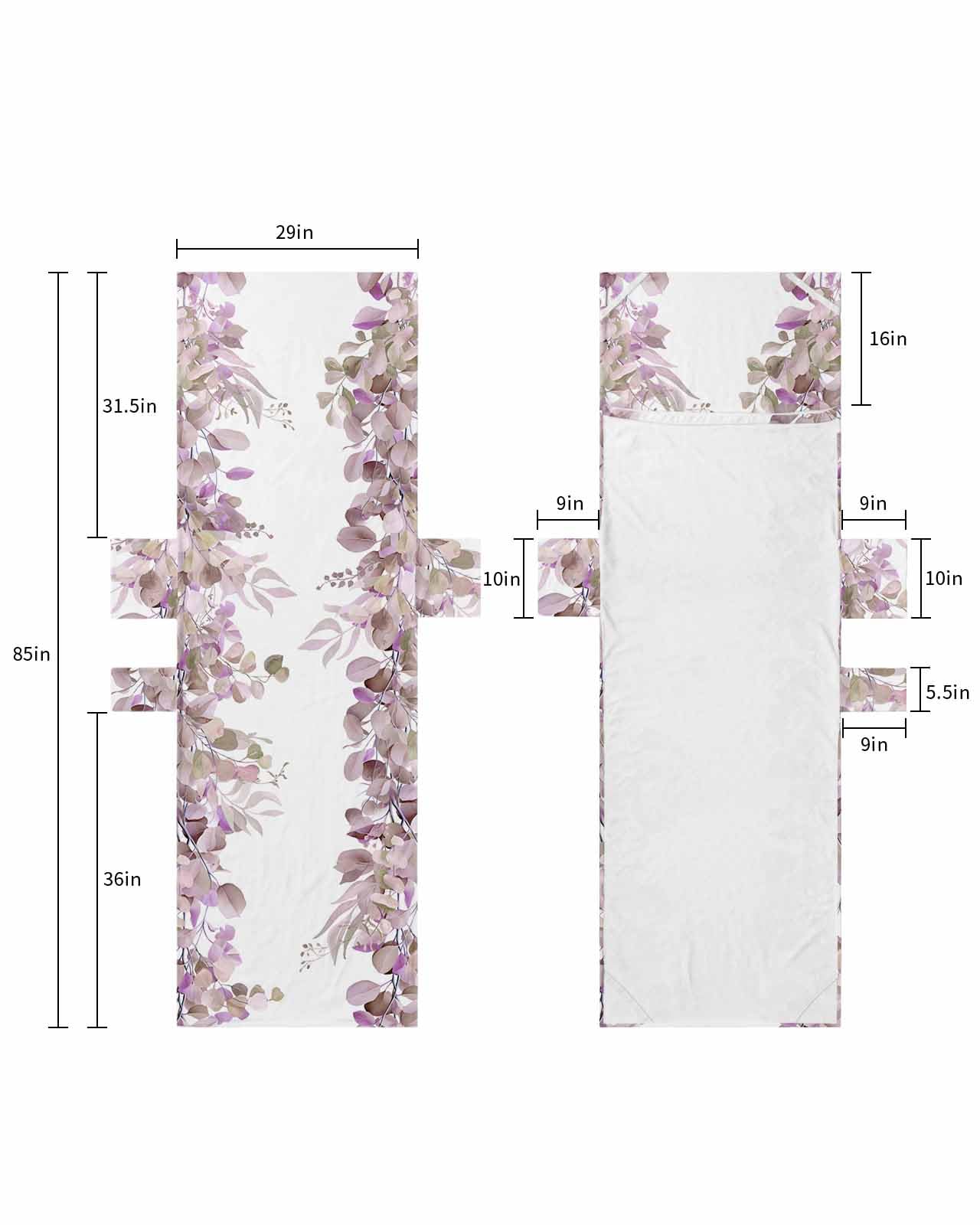 Purple Botanical Beach Lounge Chair Towel Cover, Soft Chaise Lounge Towel with Side Pockets Patio Pool Chairs Cover for Beach/Pool Sunbathing 29x85 Spring Floral Summer Eucalyptus Leaf