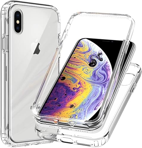 Miniatura 6 de Gufuwo Funda para iPhone Xs, iPhone X con protector de pantalla de vidrio templado, transparente 360 de protección de cuerpo completo, carcasa dura