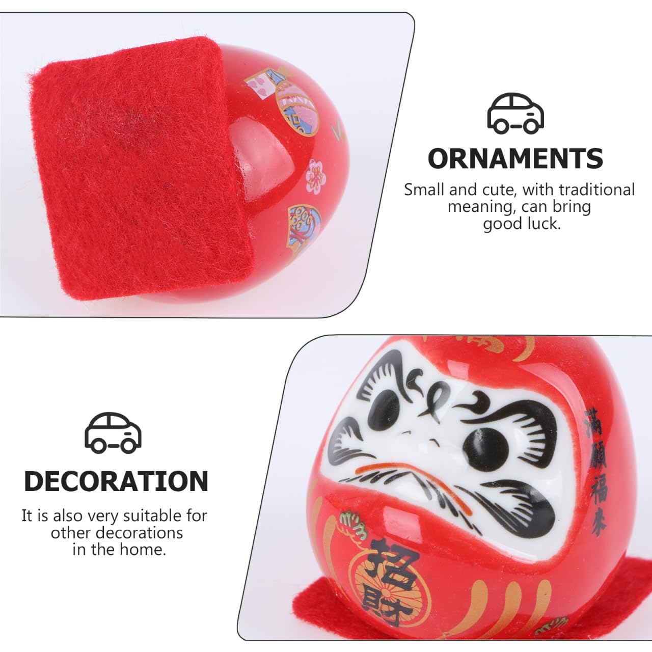 PRETYZOOM Set di 5 Bambole Darum Giapponesi in Ceramica - Soprammobili Tradizionali Miniatura per Decorazione Casa