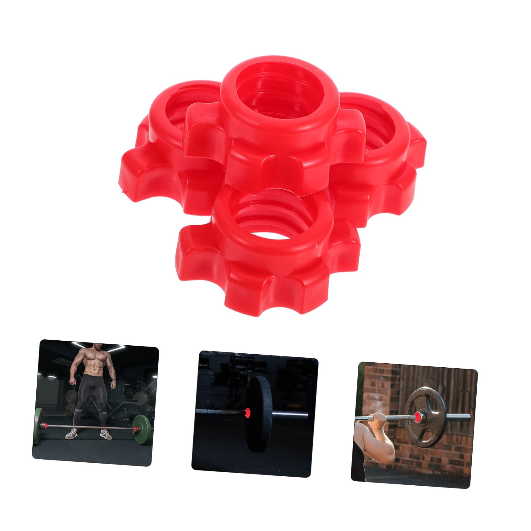 VORCOOL - 4 dadi per manubri professionali in plastica, con dado esagonale fisso, per sollevamento pesi, per casa, negozio, rosso