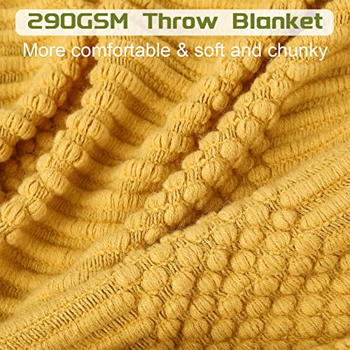 Blagic Knitted Throw Blanket For Couch, Bed And Sofa. Super Soft Blanket With Tassels, Yellow Throw Blanket, 50 X 60 Inches Lightweight & Cosy Home Decor #TOP5