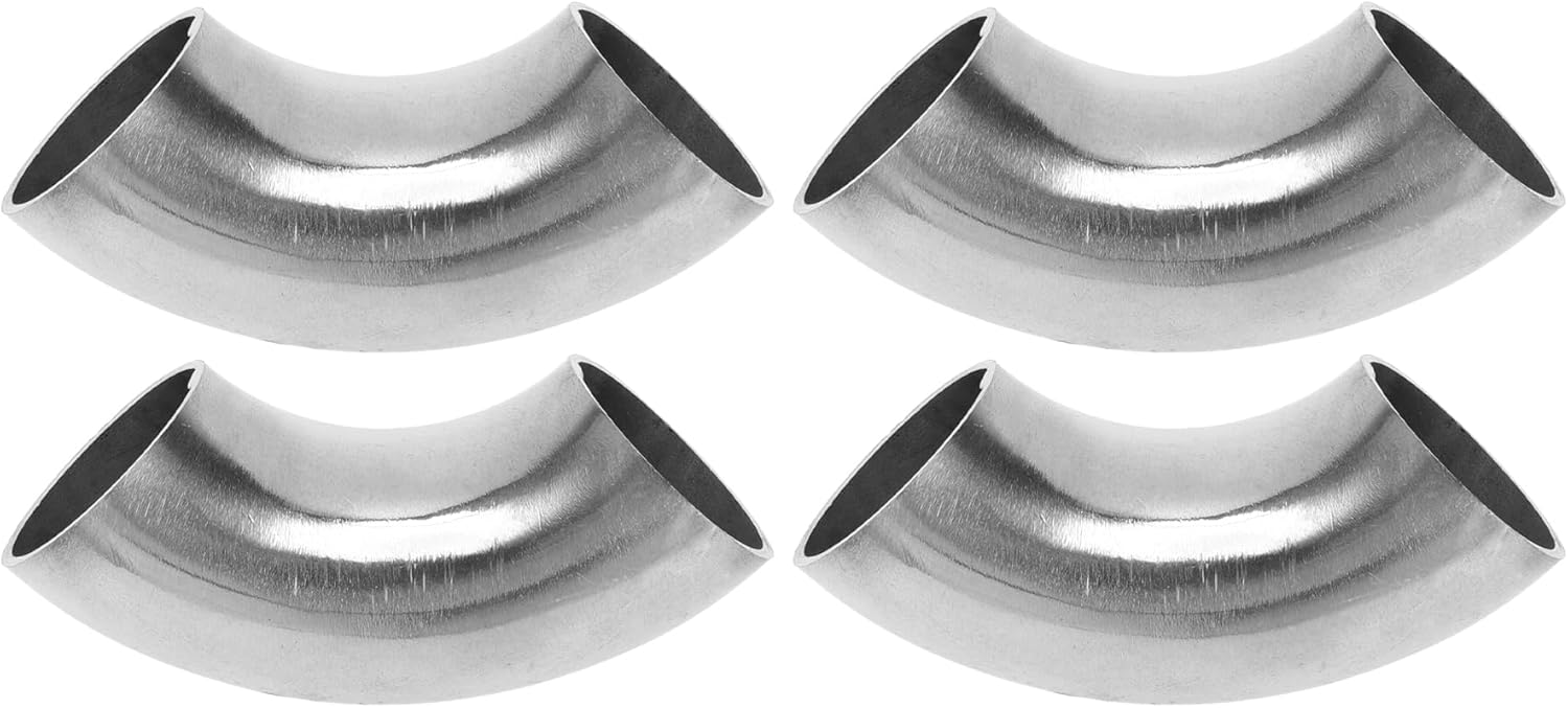 Motoforti 4 Pcs 90 Degree Mandrel Bend Elbow Car Exhaust Pipe Tubing Piping 3" Inch OD Thickness 1.2mm/18GA 76x185x1.2mm 201 Stainless Steel 4pcs