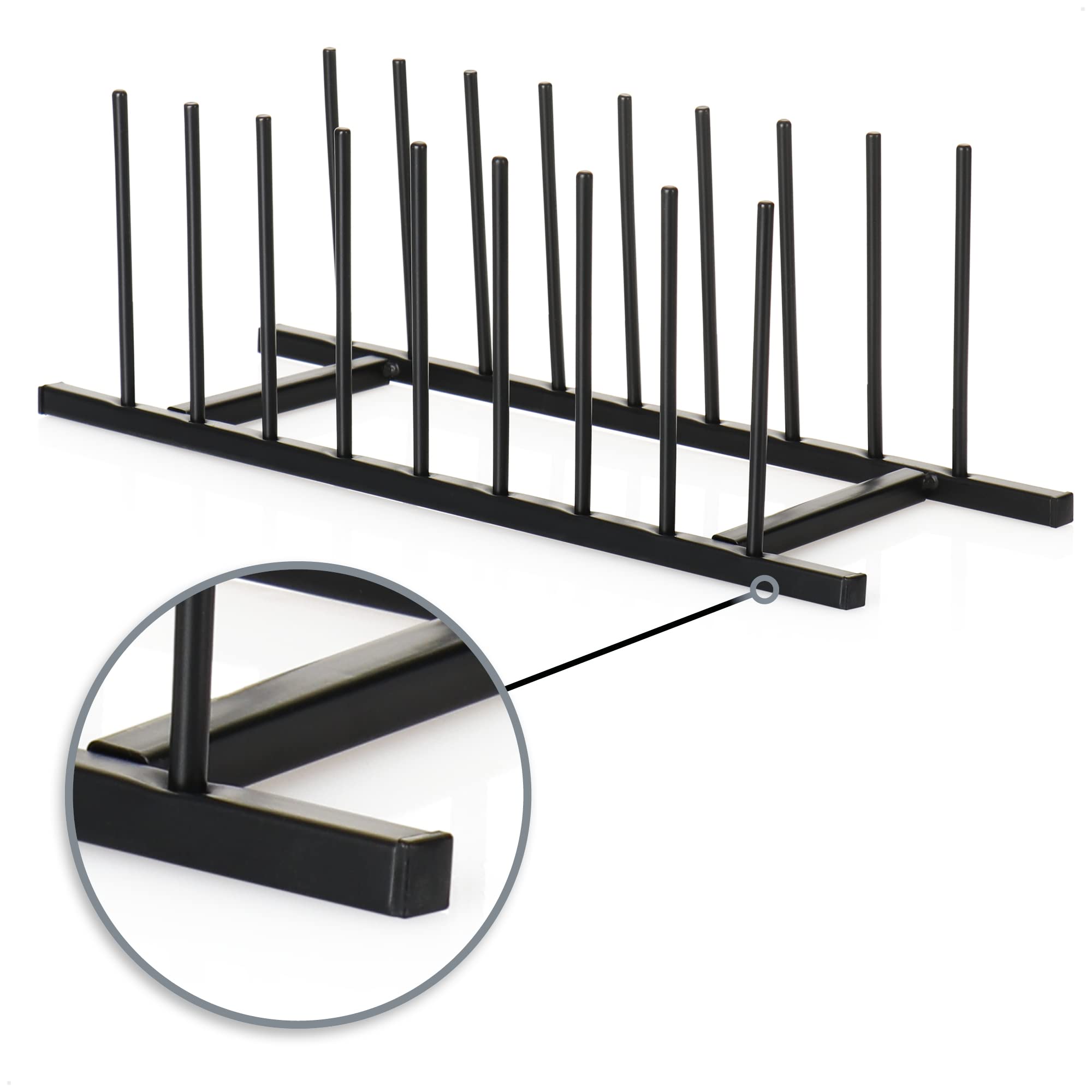 com-four® 6X Abtropfgestell für Geschirr - Tellerhalter aus Metall - Stabiler Geschirr-Abtropfer - moderner Küchenorganizer - edler Geschirrtrockner - Topf-Deckelhalter (6X schwarz - Metall)