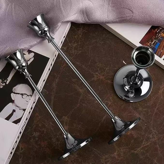 Miniatura 2 de Portavelas para velas cónicas Hi-Q (6 unidades, plateado)