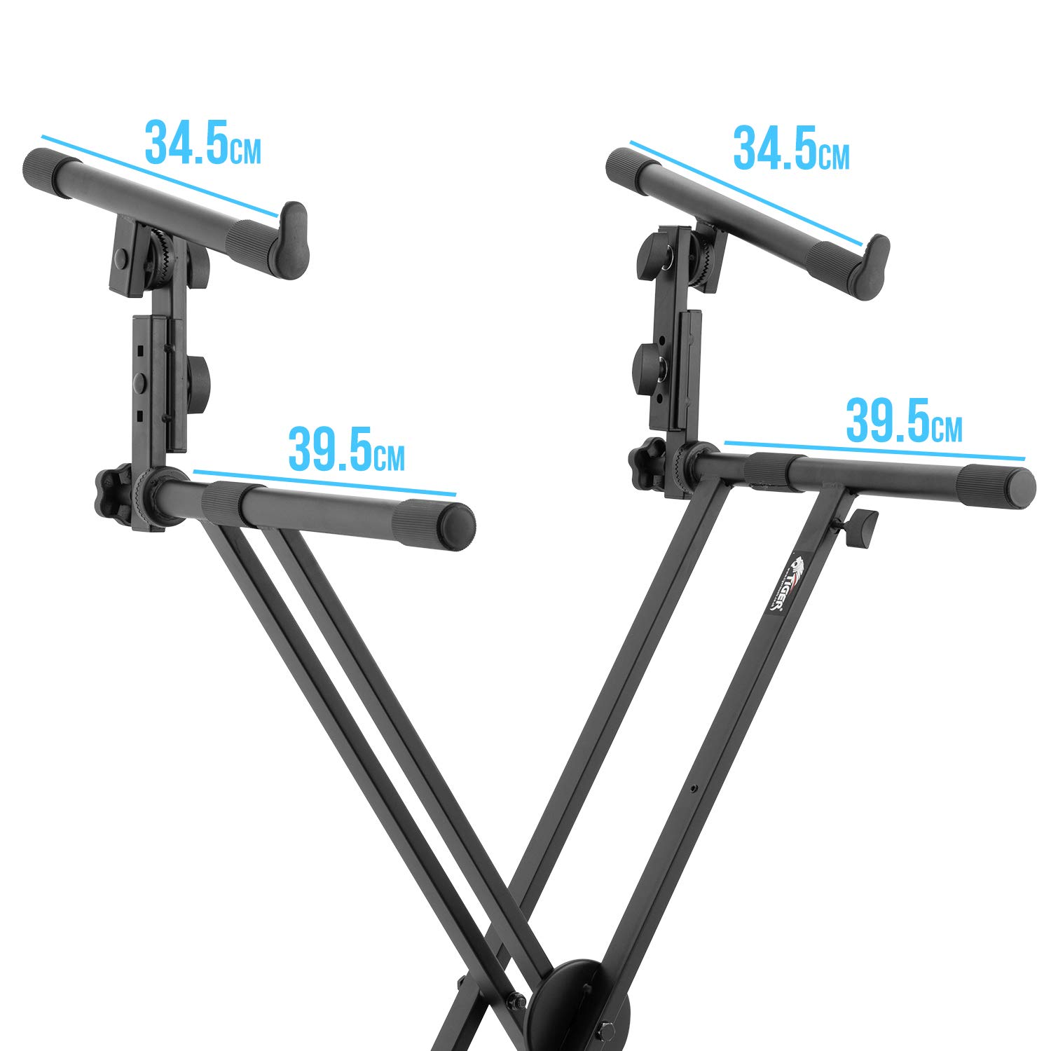 Tiger KYS56-BK Support de Clavier en X à Double Renfort, 2 Niveaux - Noir
