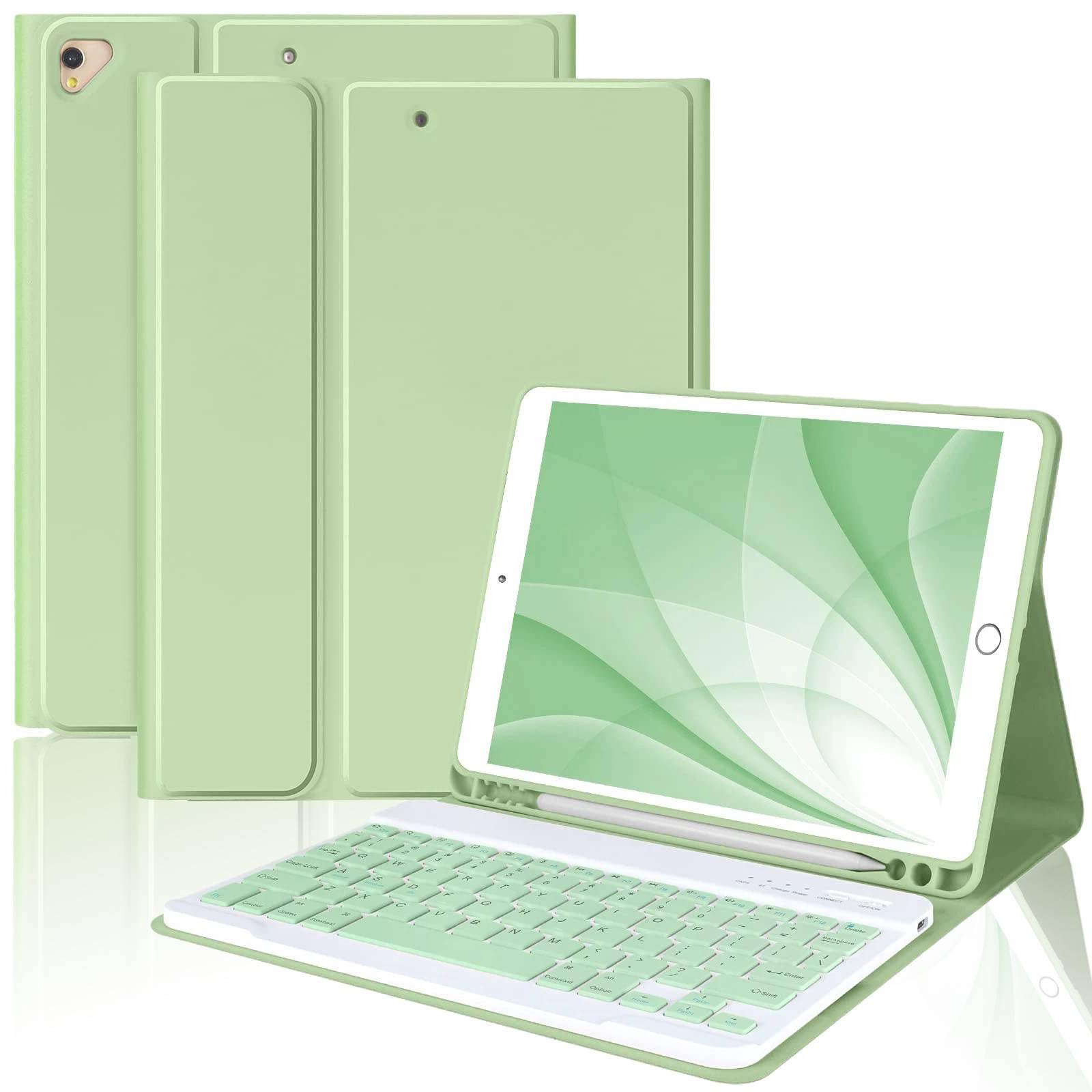 MMK Keyboard Case For Ipad 10.2" 9Th 8Th 7Th Generation,With Detachable Bluetooth Keyboard And Pencil Holder,For Ipad 10.2 In/Ipad Air 10.5"(3Rd Gen)/Ipad Pro 10.5 In,Auto Sleep/Wake Function (Green)