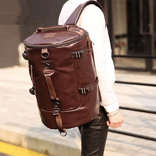 Miniatura 6 de Chao Ran - Bolsas de viaje de cuero para hombres mochila para laptop mochila impermeable para avión para negocios 3 usos como bolso bolsa de hombro