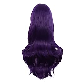 MapofBeauty 28 Inch/70 cm Women Side Bangs Long Curly Hair Cosplay Synthetic Wig (Dark Violet)