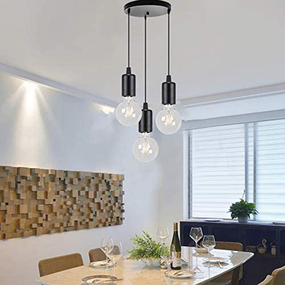 Lampada a sospensione vintage, moderna, stile retrò industriale, attacco E27, bronzo, lampadario da soffitto, cavo flessibile intrecciato nero