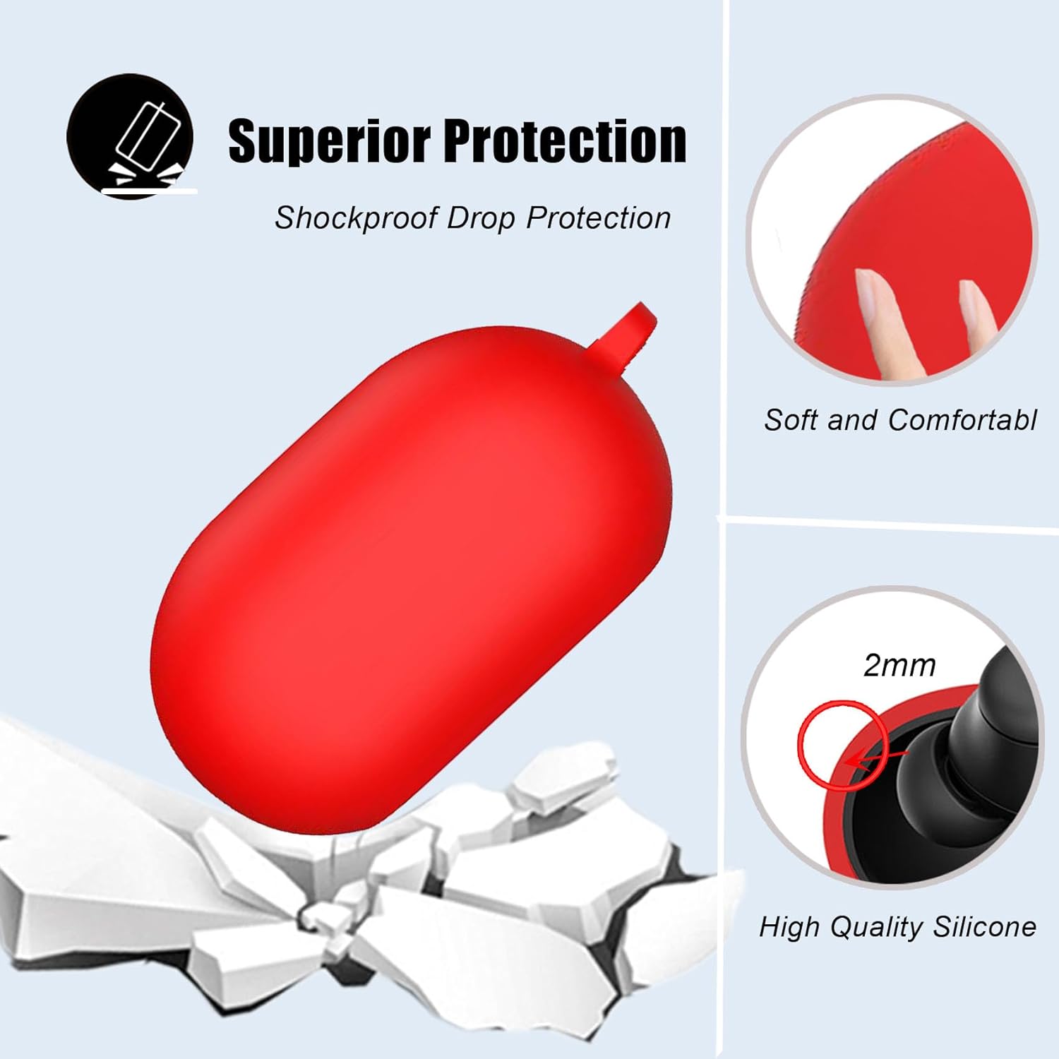 Protective Case for Beats Solo Buds Case Cover with Cute Cherry Charm Heart Keychain, Soft Silicone Daisy Key Chains Accessories for New Beats Solo Charging Case Earbuds for Women Men Red - Image 3