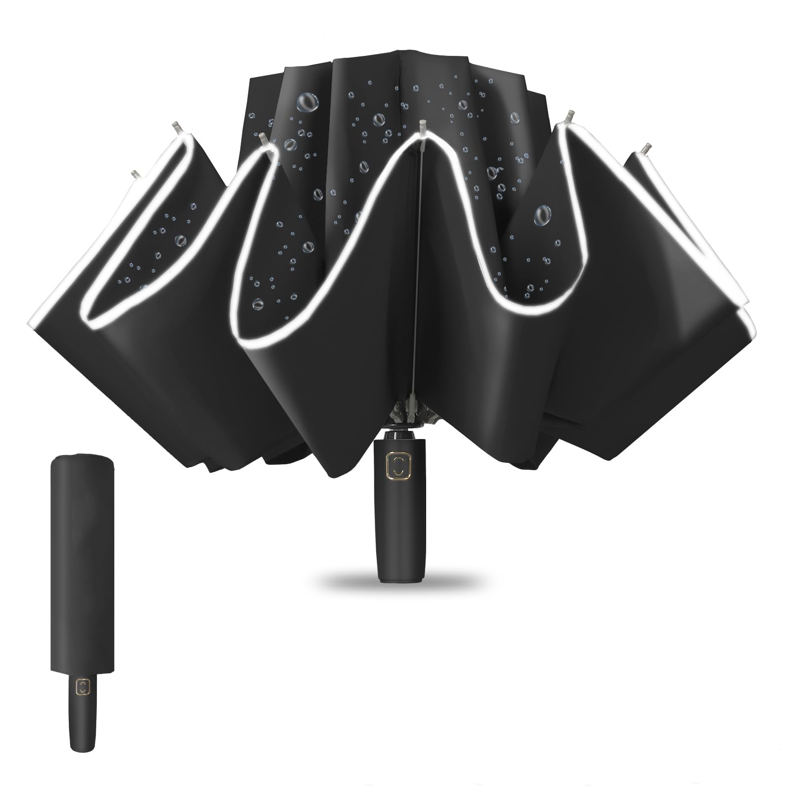 voltmi Large Umbrella for Women Men, Reverse Folding Automatic Umbrella for Rain & Sun Protection, Windproof Portable Car Umbrella with Reflective Strap, 10 Ribs-picture-19