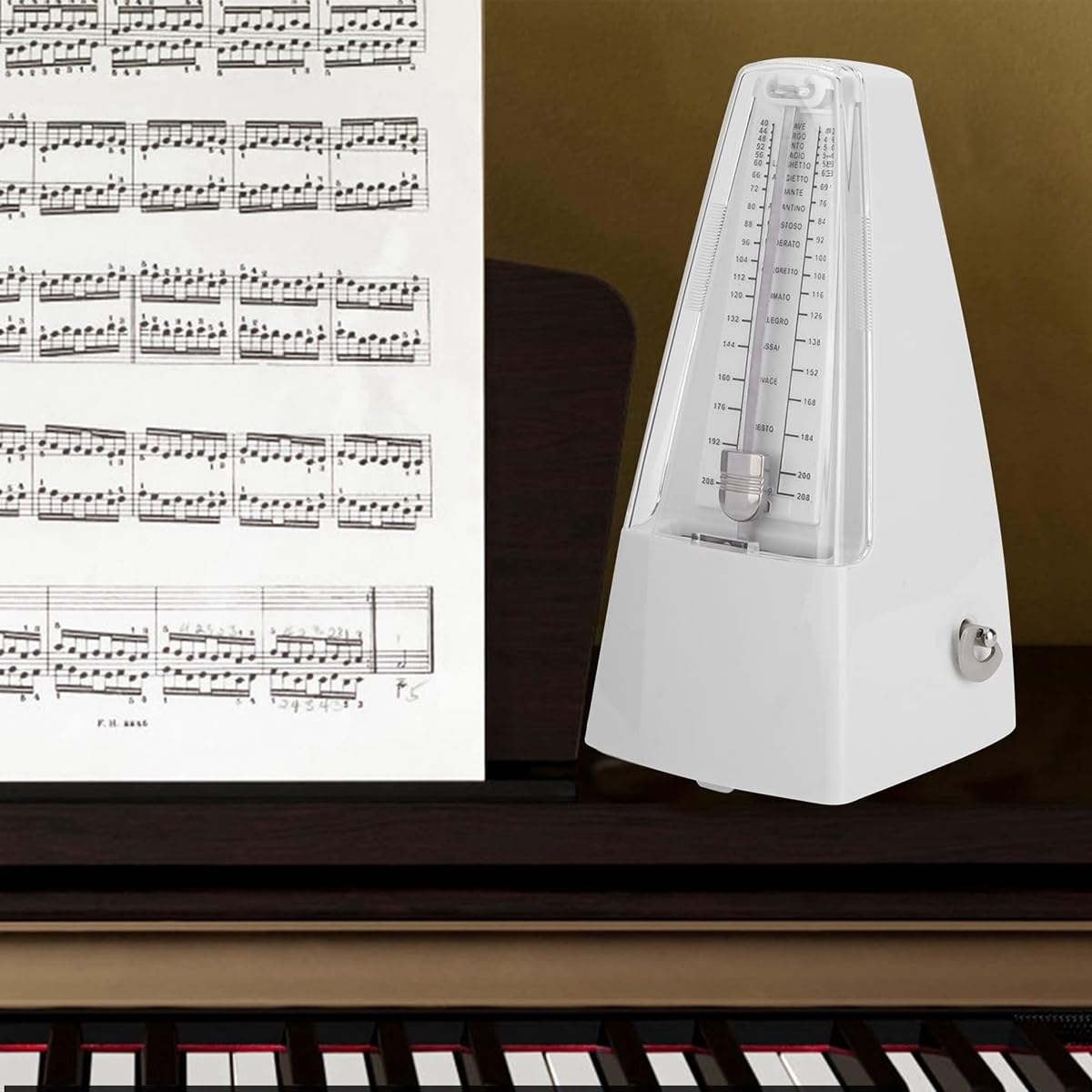 Qury Metronomo Meccanico a Piramide, per Pianoforte, Violino, Chitarra, Basso, Batteria e Altro (Bianco)