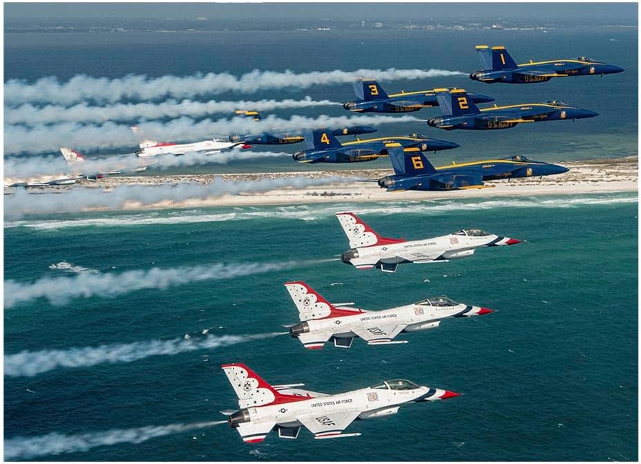 1000 Piece Multicolor Jigsaw Puzzle - Thunderbirds and Blue Angels Super Delta Concludes 2024 Show Season in Pensacola, FL