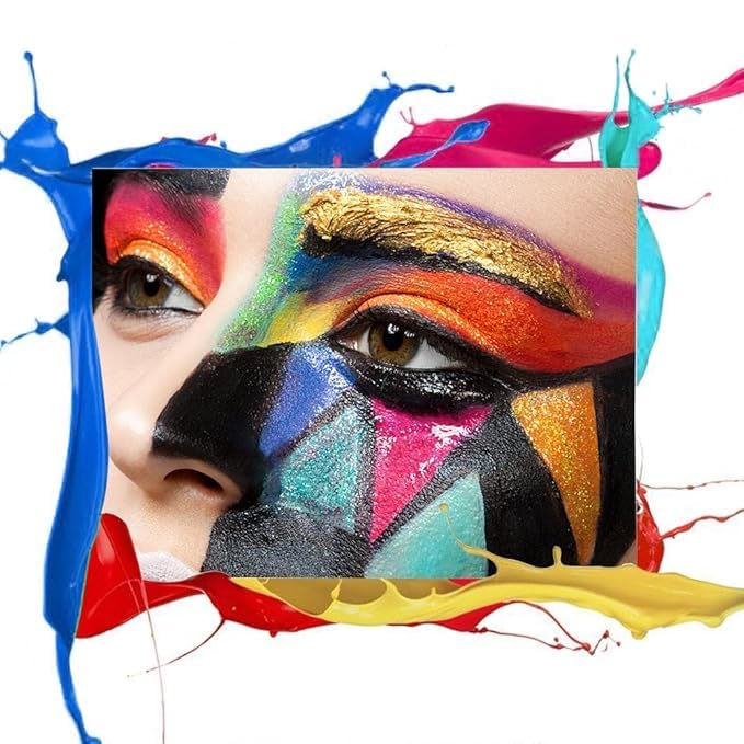 Image of Face Paint Makeup Palette Professional 20 Colors Body Paint Oil Halloween Cosplay Party Stage Fancy Painting Kit Non Toxic Palette Come With 15 Blue Artist Brushes