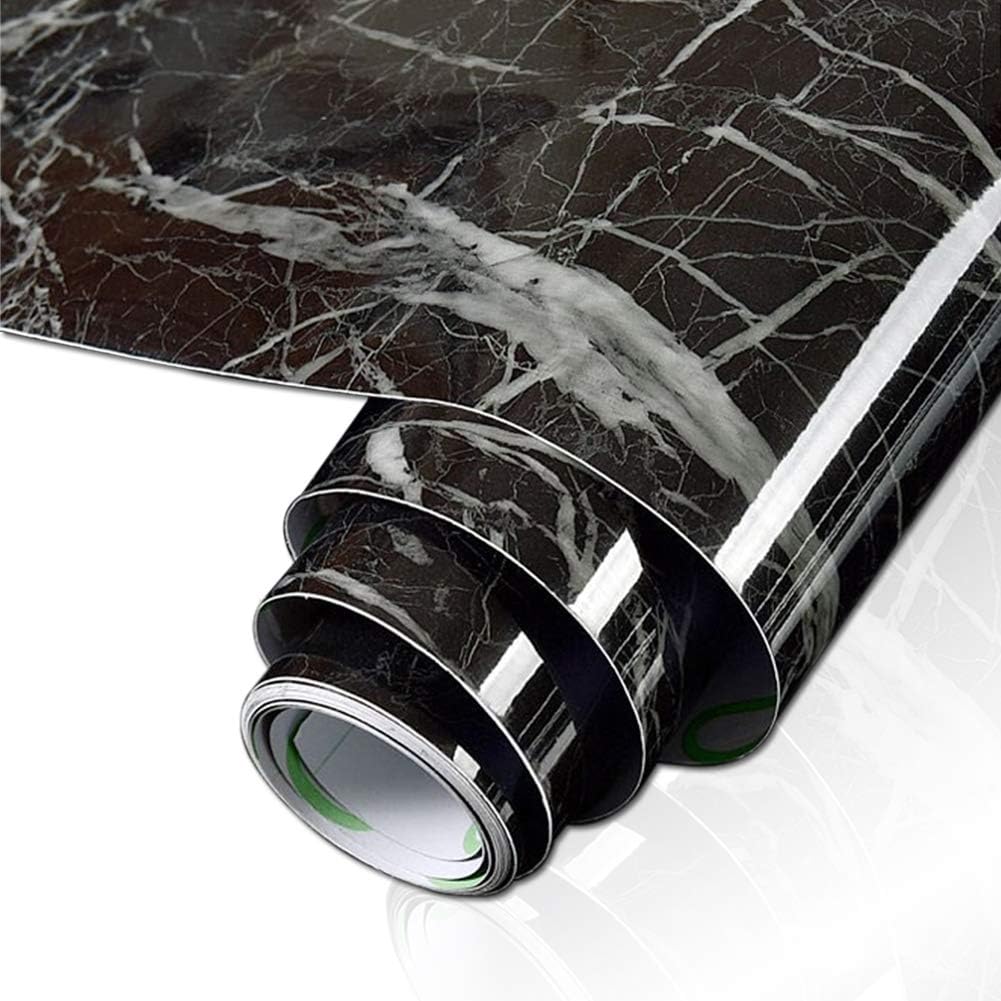 YENHOME Black Marble Countertop Contact Paper Waterproof Peel and Stick Marble Wallpaper for Kitchen Countertops Bathroom Vanity Kitchen Island 24"X200" Removable Renter Friendly Vinyl Film