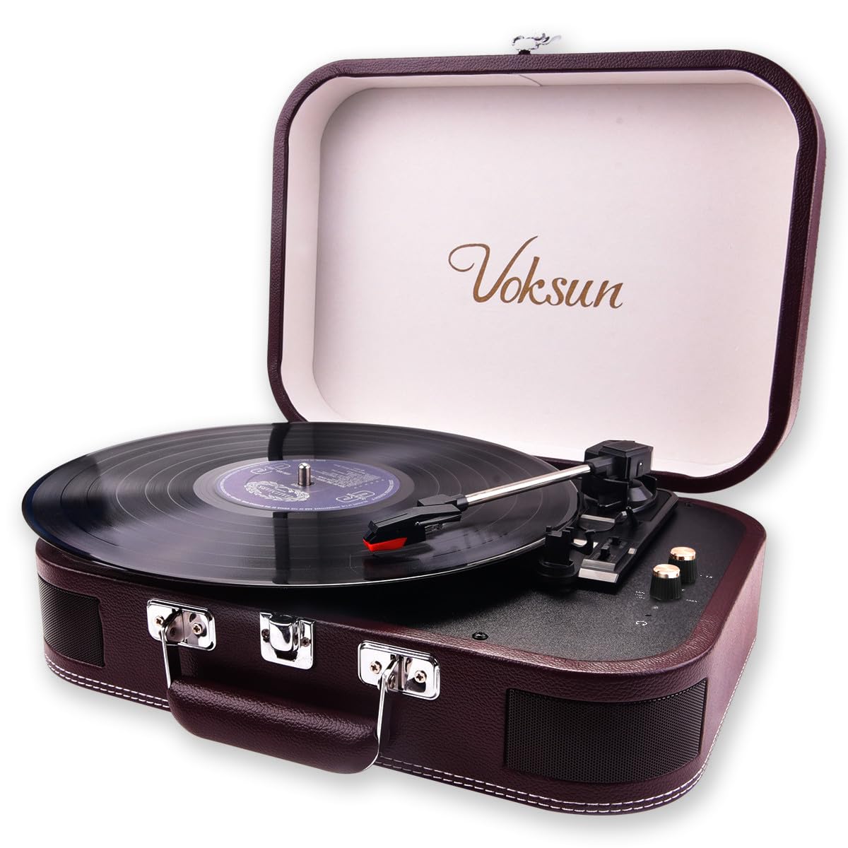 Sponsored Ad – Record Player, VOKSUN Portable Bluetooth Vinyl Turntable with Built-in Stereo Speakers, 3-Speed Belt-Drive Suitcase LP Player, Supports Vinyl to MP3 Recording, AUX/USB/RCA/Headphone Jack