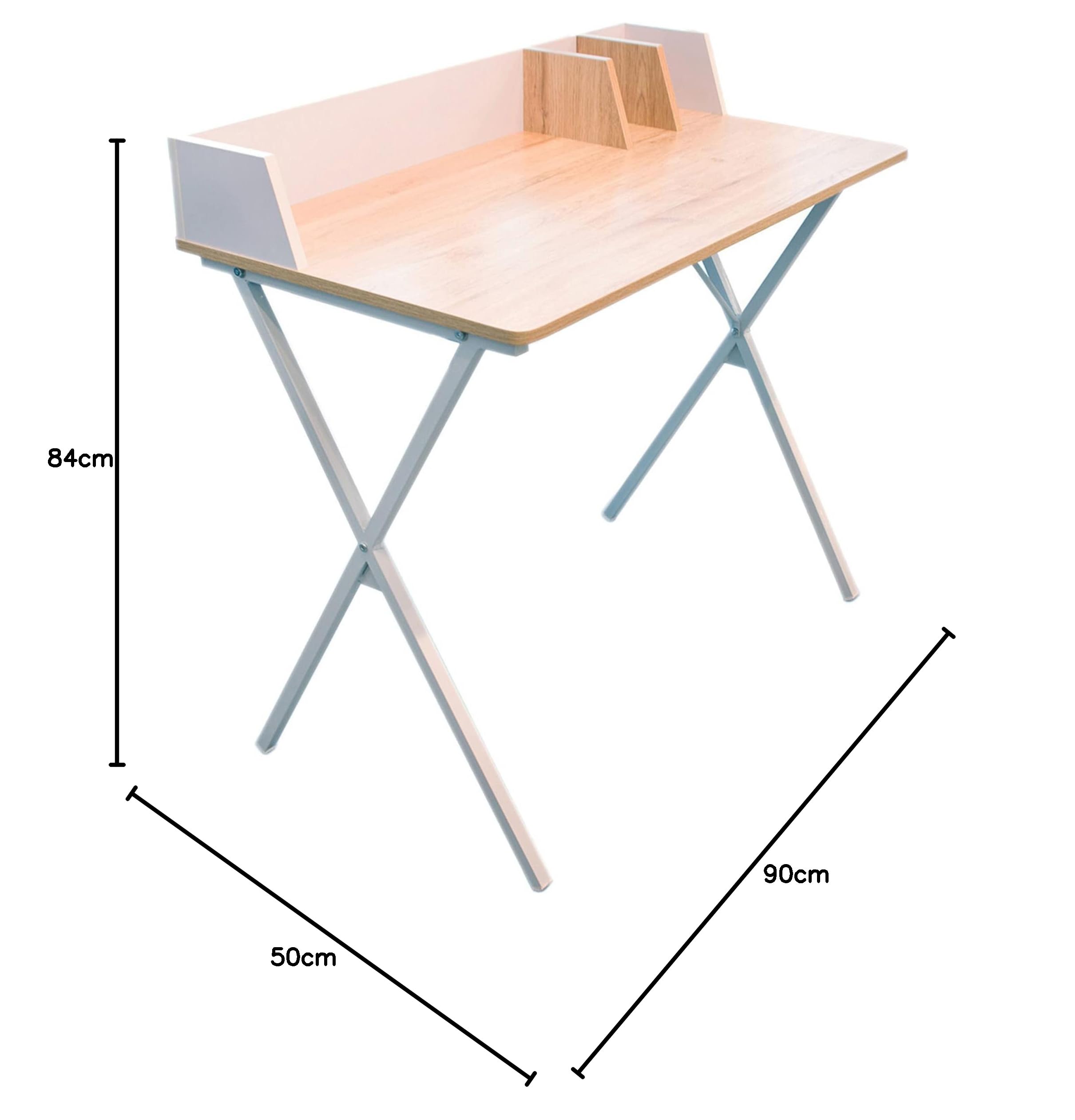 HOME DECO FACTORY Bureau Brice Moderne Télétravail Design Épuré Blanc | Acier et bois, bureau Brice, table de travail moderne, télétravail, design épuré, robuste, 84x90x50 cm, blanc