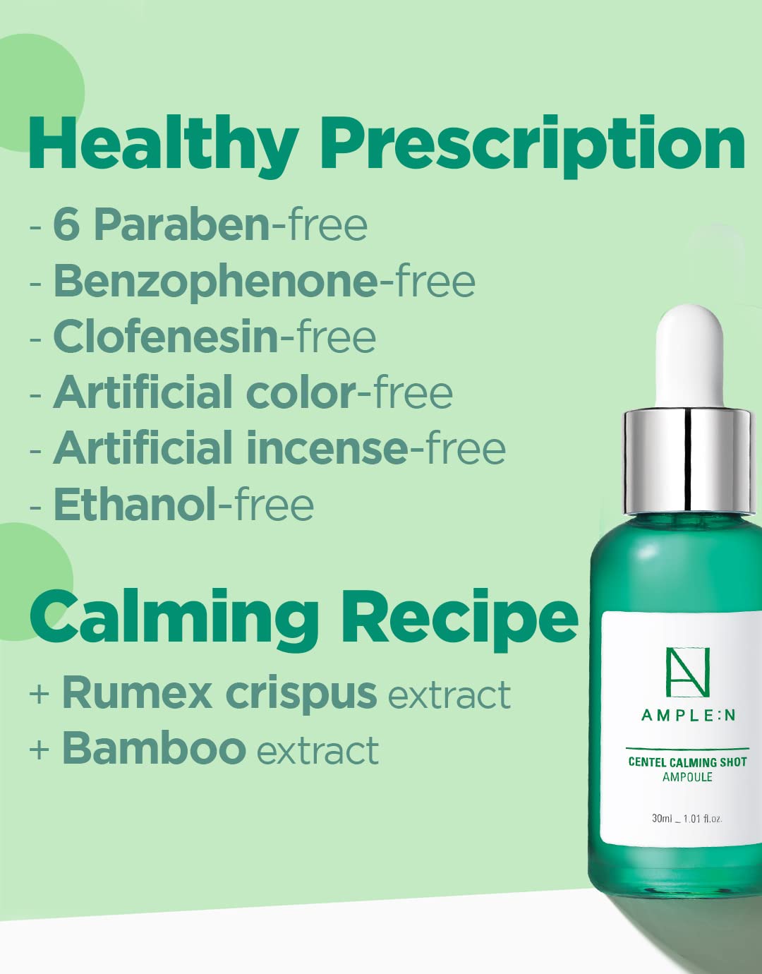 AMPLE:N Centel Calming Shot Ampoule - Korean Soothing Face Serum with Centella Asiatica to Calm Irritated & Sensitive Skin - Redness Relief, Acne Spot Treatment & Moisturizing, 1.01 fl.oz. - Image 4