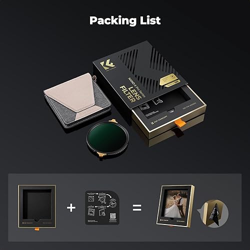 Miniatura 8 de K&F CONCEPT Filtro de lente ND variable de 2.835 in ND2-32 (1-5 paradas) Filtro de densidad neutra ajustable de alta definición con 36