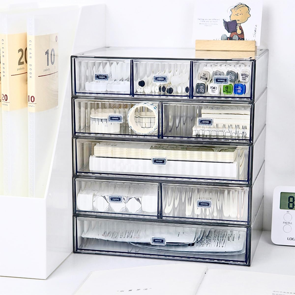 3PCS Cassetti Plastica Impilabili, Cassettiera Trucchi in Acrilico | Desktop Storage Box, Schminktisch Organizer mit 3 Schubladen, Aufbewahrungsboxen für Haus Kosmetik Schmuck Büro
