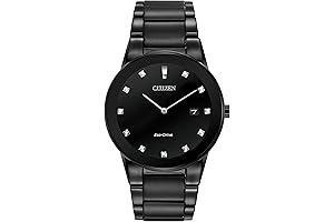 CITIZEN Men's Black IP Stainless ECO-Drive Modern Axiom Diamond Watch