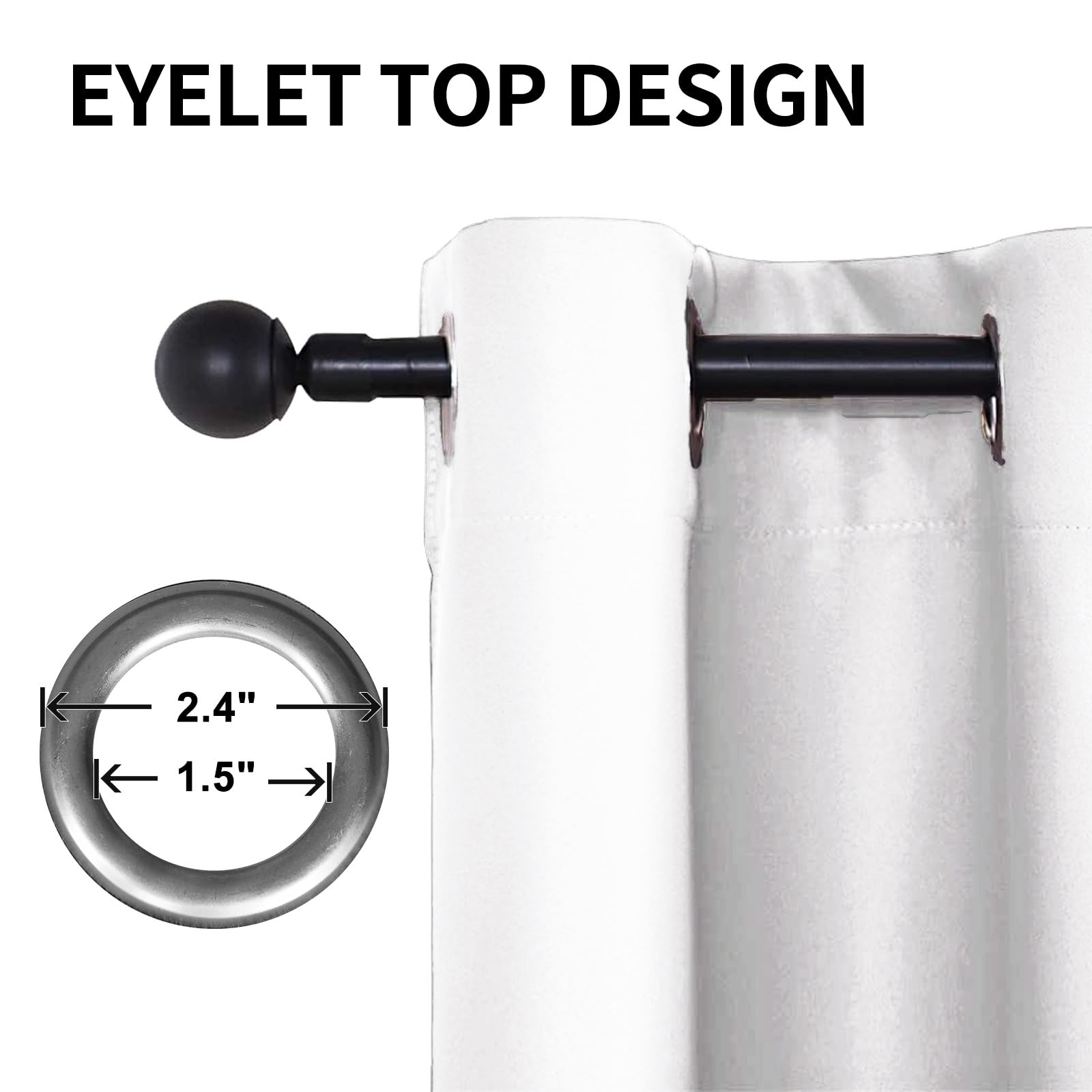 Tende Oscuranti Termiche, 125 x 255 cm Tende per Interni Camera da Letto Tenda Coprente da Interno Decorazione e Divisorio Stanze per Interni Finestre, Bianco