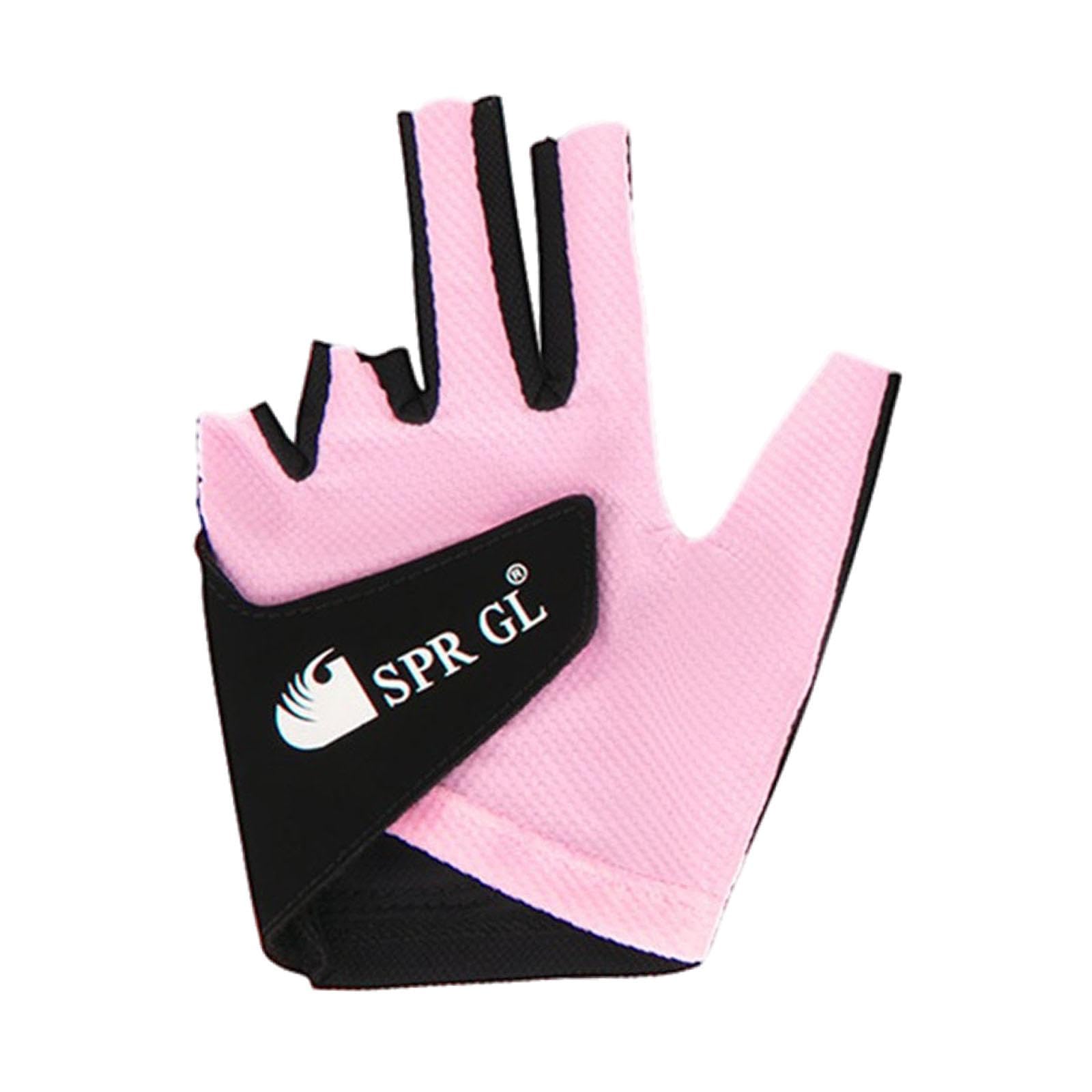 kowaku Cue Pool Gloves Separate Finger Gloves Left Hand Resistant Adjustable Wrist Breathable Practice Gym Snooker Cue Glove, Pink
