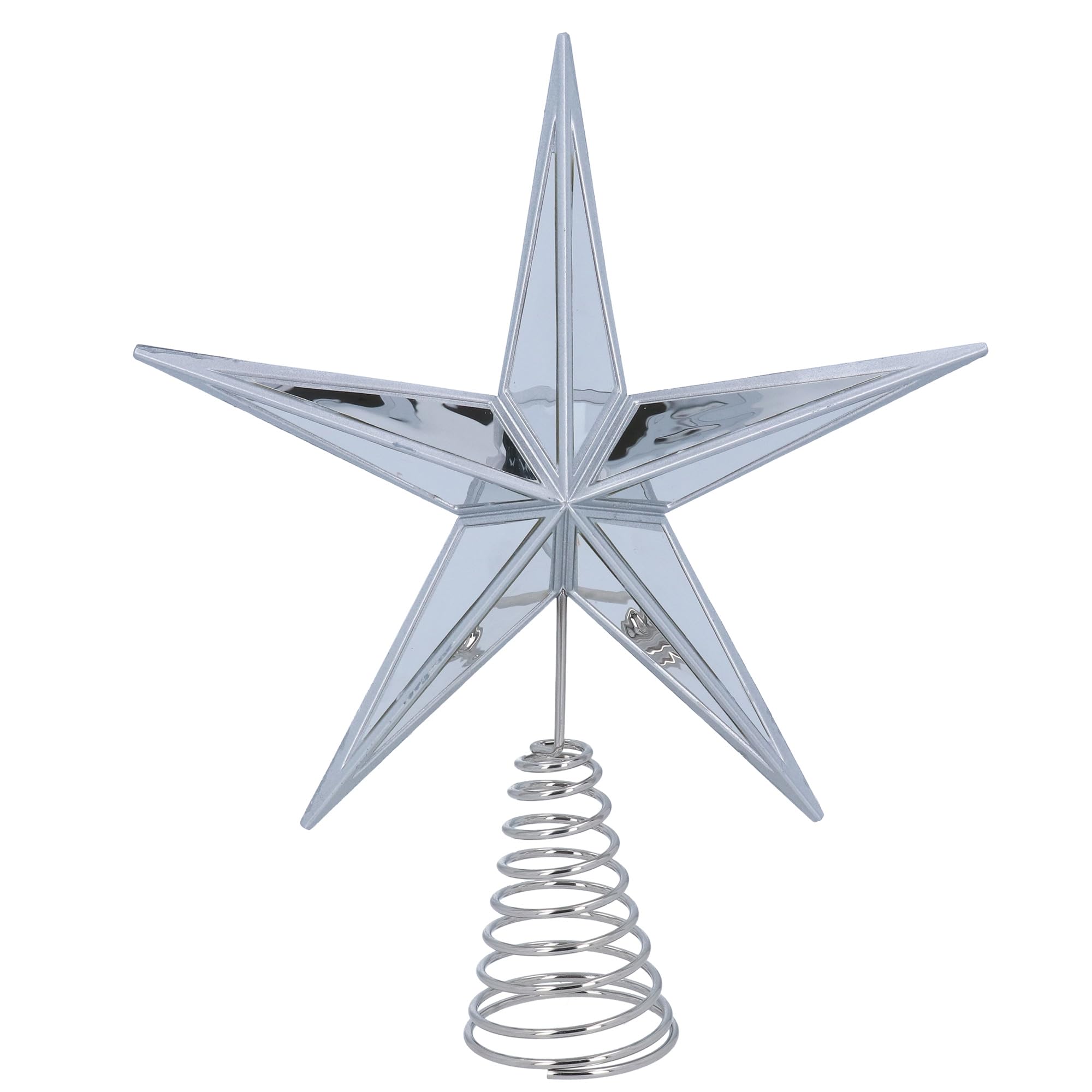 Gisela Graham Silver Mirrored Star Christmas Tree Topper, 30cm