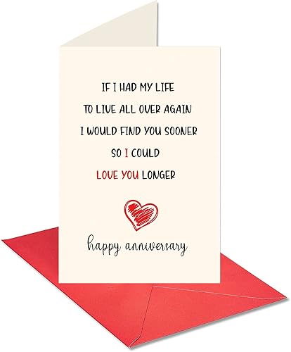 Miniatura 7 de Tarjeta de feliz aniversario para novia, novio, esposa, marido, divertida tarjeta de aniversario con texto en inglés "If I had My Life to Live All