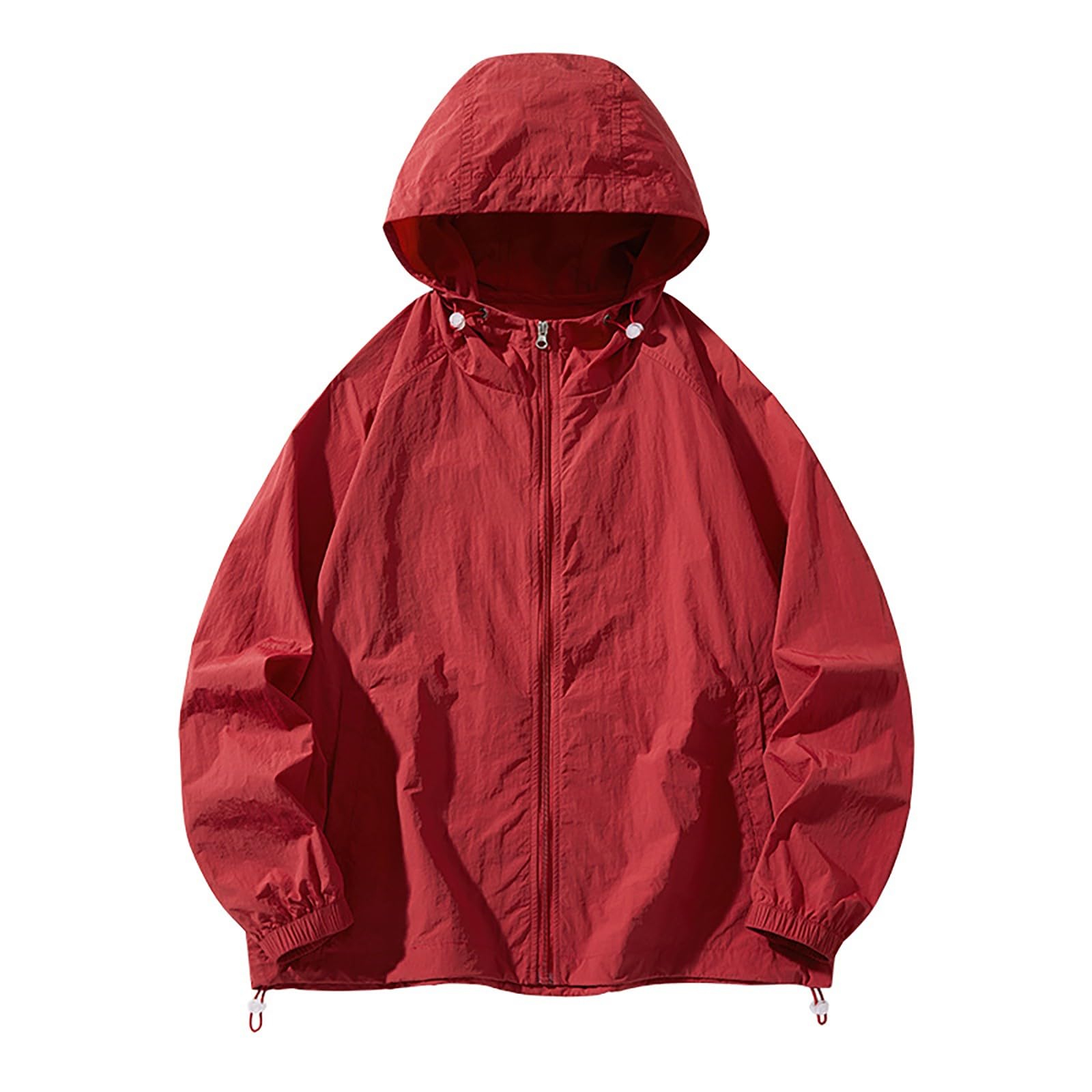 Giacca Uomo Primaverile Giacca Mezza Stagione Uomo Giubbotto Leggero Lunga Maniche con Zip Casual Giubbotto Estivo e Tasche Bomber Jacket con Cappuccio Antivento Sportiva Giubbino
